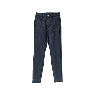 新意大利C家提臀冰丝亚麻四面弹力高腰紧身显瘦黑灰小脚裤女薄款