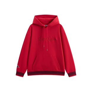 Kappa卡帕男装2026春季新款运动休闲红色针织连帽卫衣K0G12MT06