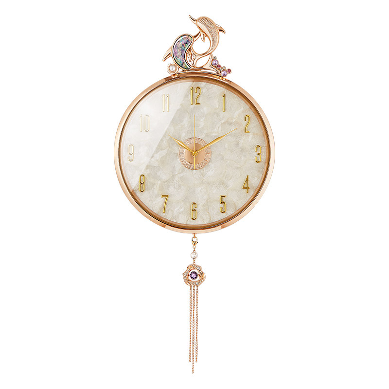轻奢贝壳金属挂钟2026新款
