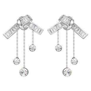 CAROMAY冷淡风蝴蝶结流苏耳环女ins轻奢高级耳钉925银针耳饰春夏