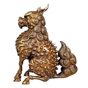 黄铜神兽獬豸摆件室内律师法务办公室工艺礼品公正法兽獬豸独角兽