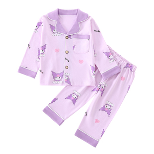 儿童睡衣2025新款女童家居服宝宝开衫睡裤女孩内衣a类纯棉套装秋