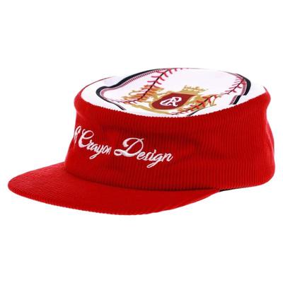【AGD】6CRAYON 平顶刺绣红色灯芯绒拼布棒球帽