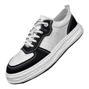 板鞋男士2026春季真皮透气潮流轻便百搭小白鞋黑白运动鞋休闲男鞋