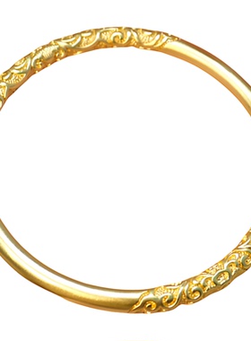 Paula 新中式国潮风丨古法传承实心鎏金唐草纹手镯丨卷草纹手镯