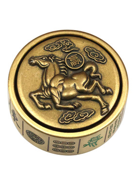 黄铜马上胡时来运转手把件