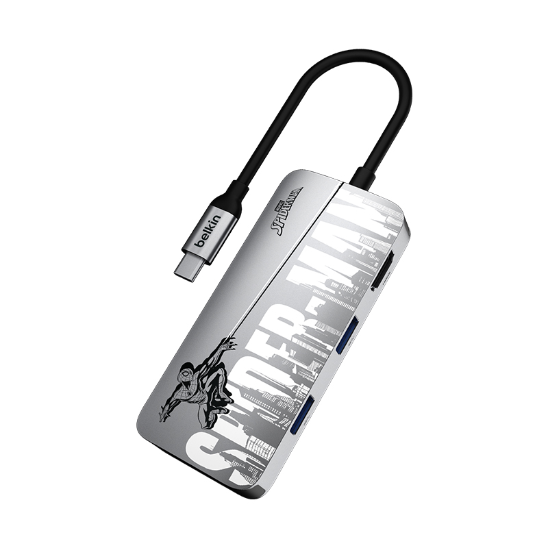 Belkin贝尔金蜘蛛侠限定Type-C五合一扩展坞HDMI拓展4K高清USB-A转换器适用于苹果iPhone16promax笔记本iPad
