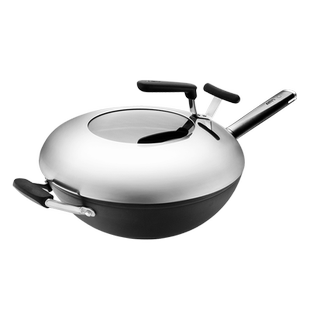 【爱仕达锅坚强 干烧27天铁锅同款】旋风尖底炒锅无涂层锈不了