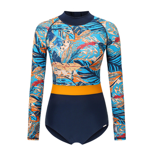 AXESEA丨Museum冲浪服女速干防晒连体水母衣潜水小平角长袖泳衣