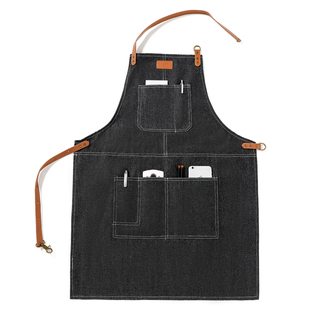 牛仔围裙定制工作服奶茶花店咖啡师餐厅厨房烘焙男女围腰订做logo