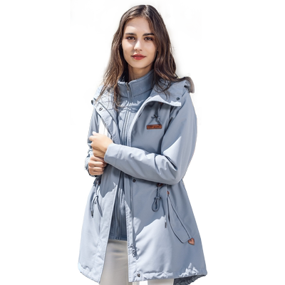 中长款抓绒可拆卸冲锋衣女