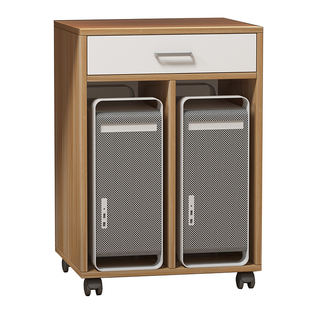 简约可移动电脑主机柜子桌边收纳柜实木文件柜主机架打印机置物架