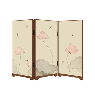 新中式桌面装饰品荷花屏风摆件高级感斗柜餐边柜电视柜摆台装饰画