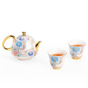 掐丝银一壶两杯泡茶壶功夫茶具旅行便携式珐琅彩品茗杯高档礼盒装