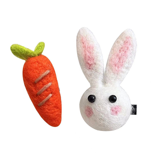 秋冬发夹小兔子头饰发卡胡萝卜毛绒女可爱夹子八字刘海夹边夹发饰