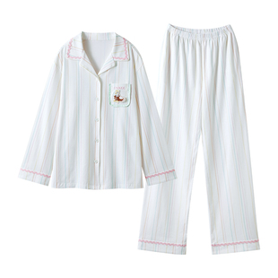 嫚熙幸运鹅秋冬果柔棉纯棉女士睡衣可外出情侣家居服套装2025新款