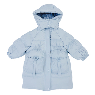 女童新国标90白鸭绒羽绒服三防冬装25新款宝宝中长款洋气儿童外套