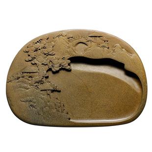 中国歙砚安徽老坑龙尾山高档黄鱼子原石砚台文房四宝书法国画专用砚中上品手工雕刻收藏送礼书房摆件端砚洮砚