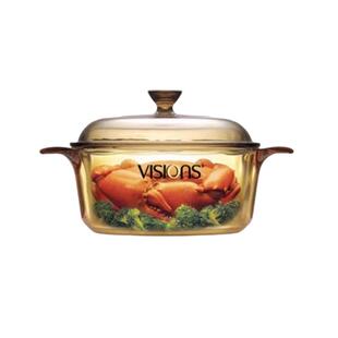 康宁VISIONS晶钻玻璃锅3.5L煮炖煲汤透明琥珀锅原装进口