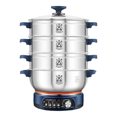 三角电炒锅304不锈钢家用蒸煮炒炖一体式多功能电蒸锅火锅电热锅