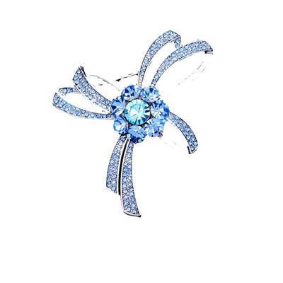 蓝色镶钻胸针明星别针西服配饰