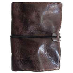 手工头层植鞣牛皮记事本真皮手账活页夹笔记本复古褶皱旅行日记本