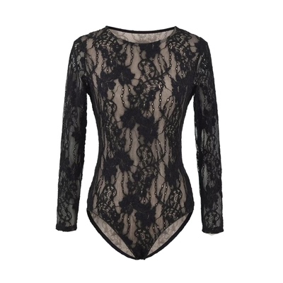 欧美风时尚新款蕾丝拼接连裆T恤