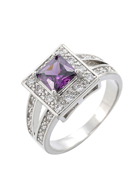 欧美时尚彩色方形锆石女士戒指