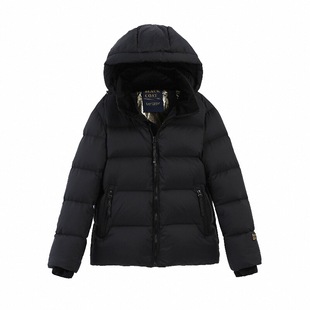 五月梅子95绒可拆卸帽羽绒服冬季女士2025年新款短款黑色加厚简约