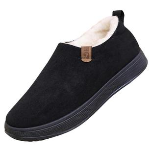 时尚绵羊毛棉鞋男冬季新款老北京布鞋加厚保暖一脚蹬轻便爸爸棉靴
