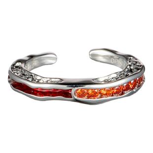 [王菊同款]OINICIO初印我系列轻奢925纯银红滴胶戒指女情侣对戒男