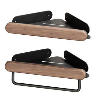 高级感胡桃木置物架角架浴室卫生间的架子洗漱台冲凉房沐浴露收纳