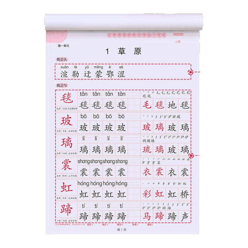 六年级上册下册练字帖人教版小学生语文同步正楷初学6每日一练钢笔字练字本写字课课练楷体字帖楷书专用英语硬笔书法练习生字临摹