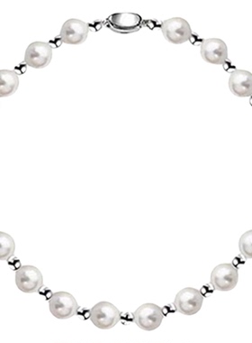 S925纯银施家珍珠银珠项链女锁骨链高级气质小众轻奢秋冬毛衣链潮