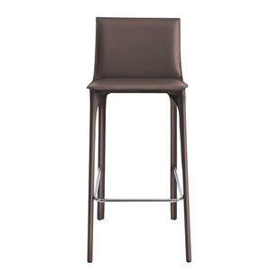 北欧吧台椅子轻奢真皮马鞍皮现代简约高脚凳家用休闲酒吧岛台椅子