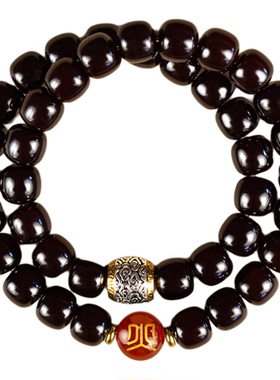 泰山五行菩提双圈万事顺心天然老料双圈文玩盘玩手串师傅赐福手链