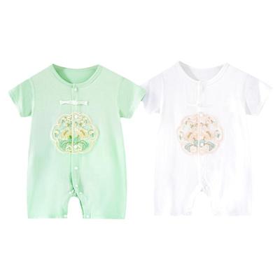 婴幼儿连体衣夏季薄款男女宝宝周岁礼服夏天短袖夏装新中式国风