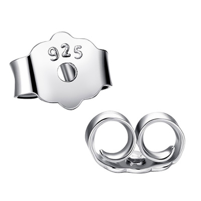 纯银防掉珍珠蝴蝶耳堵