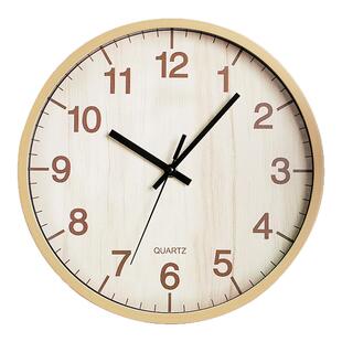 2025新款免打孔木纹钟表挂钟客厅现代简约时尚家用北欧时钟挂墙钟