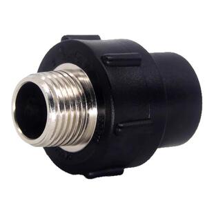 公元PE自来水管配件黑色外丝接头外牙管套pe给水管件外螺纹直通