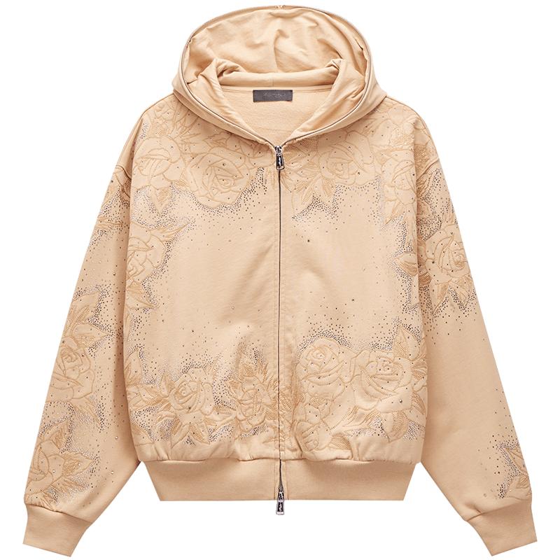 Ed Hardy埃德哈迪2025春季新款宽松走针绣烫钻女士拉链衫