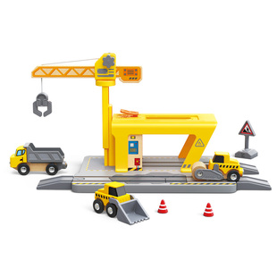 Hape火车轨道工程维修站儿童男女孩宝宝早教益智玩具礼物木制3岁+