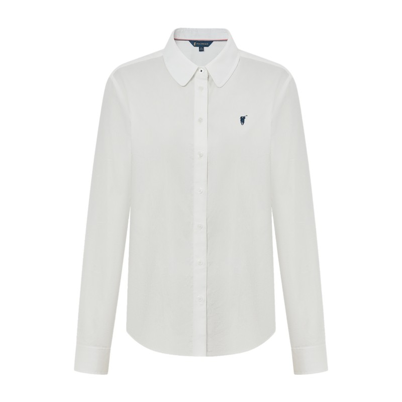 POLOWALK女装纯棉衬衫牛津纺女士上衣春新款长袖白衬衫基础款上衣