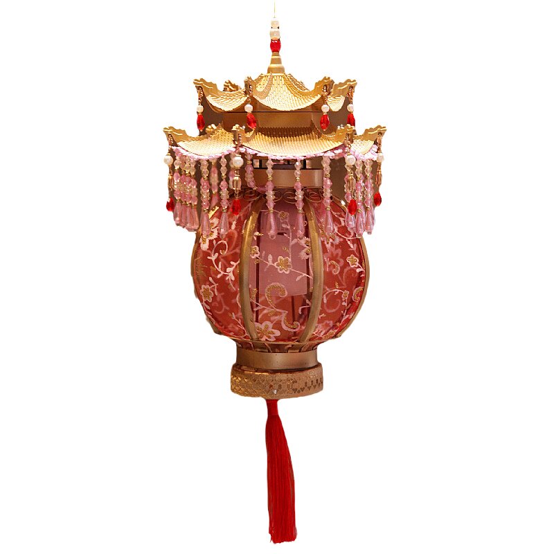 仿玉石珍珠汉服手提宫廷步摇灯复古风宫灯笼中秋节发光花灯成品