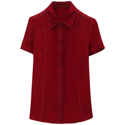 璐丝百丽新款职业修身短袖衬衫
