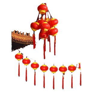 户外防水防晒春节日十连串灯笼绿植树上连串装饰亮化红灯笼串发光