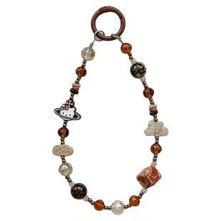 公主请发财手机链新款合金款手机壳挂绳高级手工Diy串珠挂件相机ccd钥匙链短款垫片精致手提手腕带甜心少女款