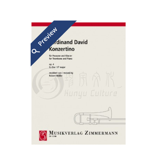 费迪南德 长号小协奏曲 降E大调 op4 附钢伴 朔特原版乐谱书 Ferdinand David Concertino E flat major trombone ZM13190
