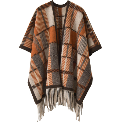 经典格纹仿羊绒保暖披肩女