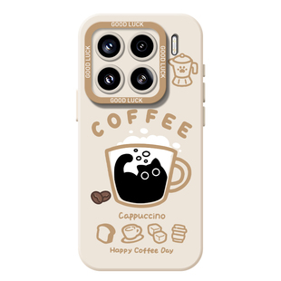 咖啡猫咪手机壳适用小米15硅胶14pro红米k80情侣k70小猫note13美式k60新款12s独特11ultra好看的k50男17女k90